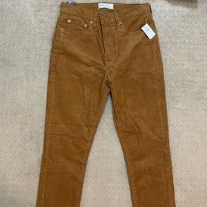 Gap jeans, size 8, camel, cord vintage slim leg jean